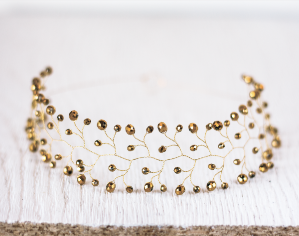 Gold Crystal crown Bridal headband