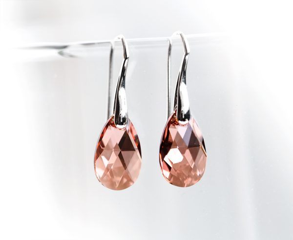 Rose gold SWAROVSKI Teardrop crystal earrings silver Lilac Minimalist bridal earrings