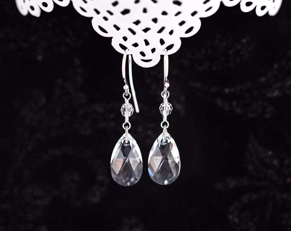 910 – Royal Blue SWAROVSKI Crystal Drop Bridal Earrings 910 s 2827 Crystal White 2