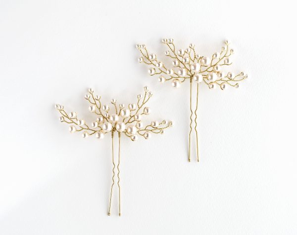 White Swarovski pearls hair pin