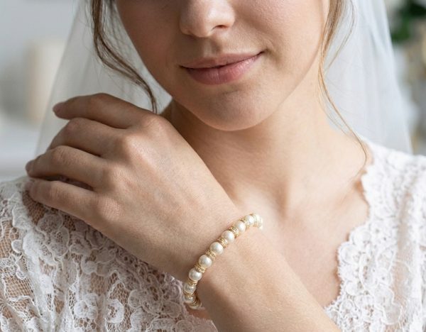 Pearls bracelet SWAROVSKI Bridal jewelry by Arsiart