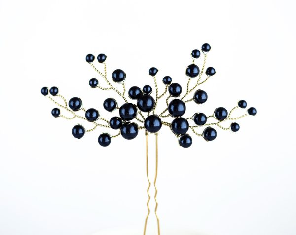 Royal blue Swarovski pearls hair pin