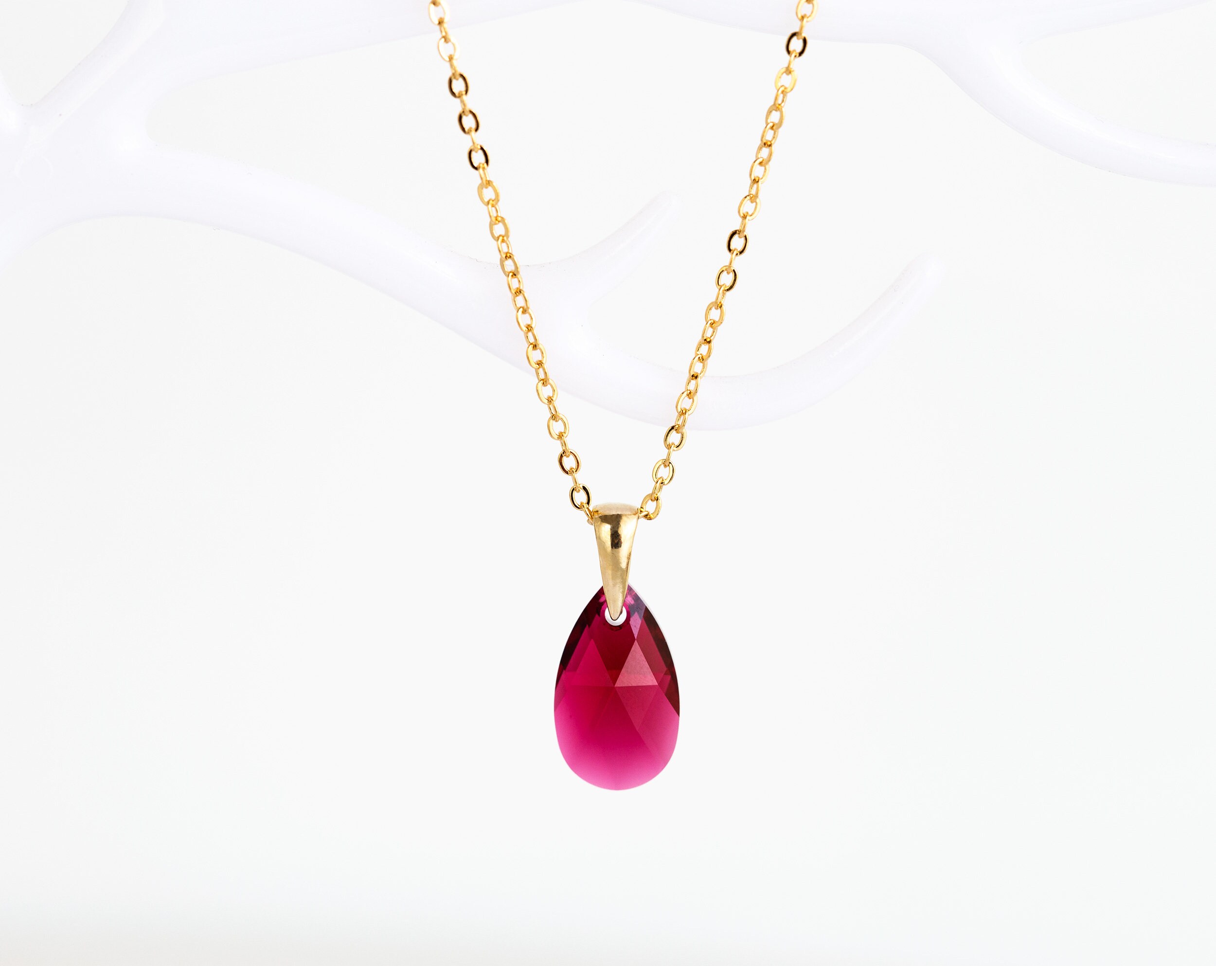 858 – Red Swarovski teardrop crystal necklace Drop SWAROVSKI pendant necklace Bridesmaid gift il fullxfull.2238392358 blsb