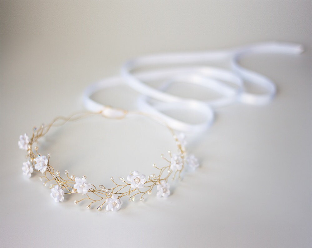 32 – Gold floral crown Flowers headbands pearls and crystals headband il fullxfull.575958145 fwwl