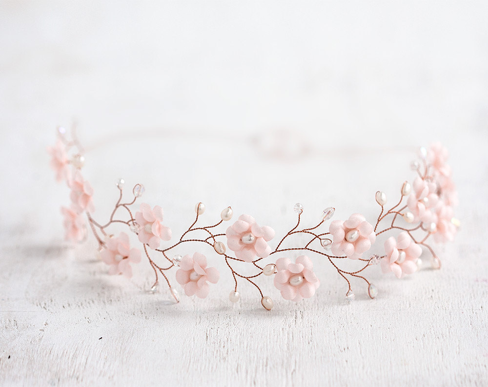 51 – Wedding pearls and crystals floral headband White flowers crown il fullxfull.625909388 mh2v