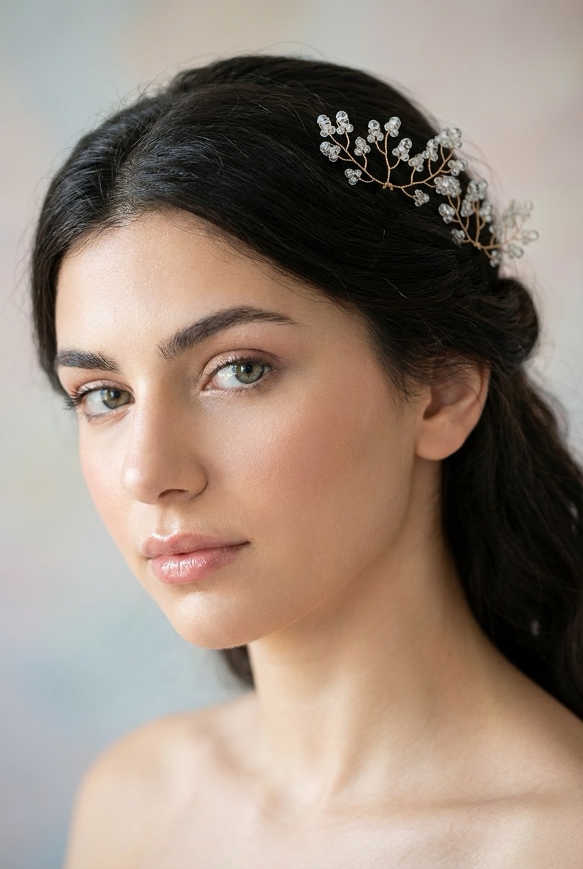 8222 – White wedding crystal hair pins Elegant gold bridal hair accessory IMG 0268 2