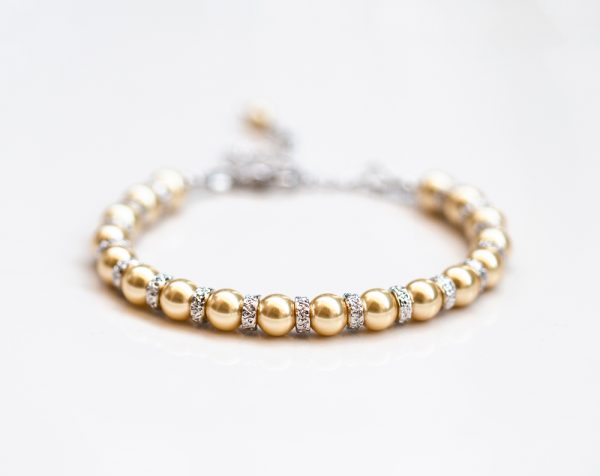 Pearls bracelet SWAROVSKI Bridal jewelry by Arsiart