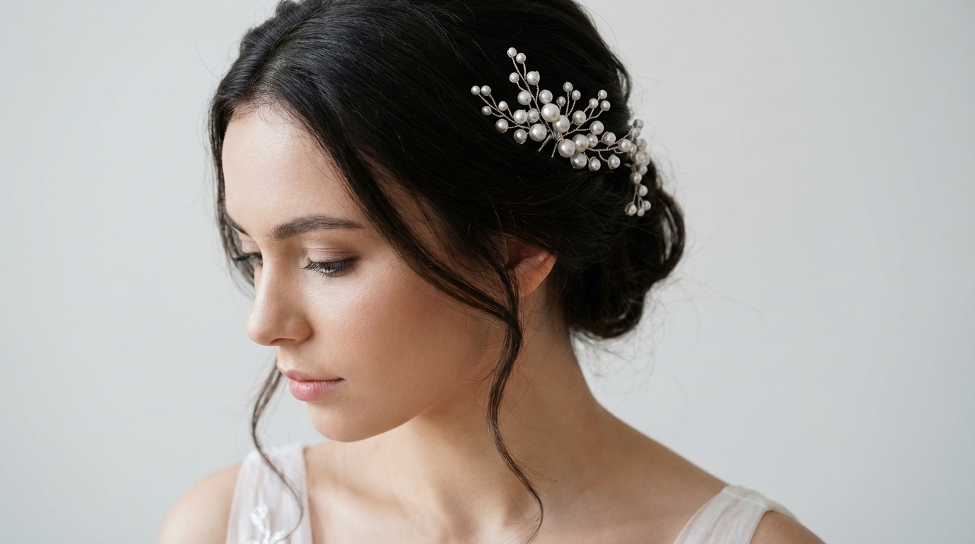 946 – White Swarovski pearls hair pin White Swarovski pearls hair pin