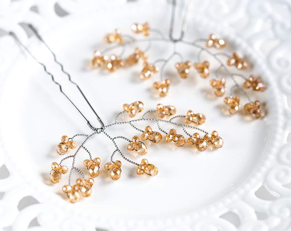 8222 – Gold wedding crystal hair pins Elegant silver bridal hair accessory IMG 2673 как смарт объект 1