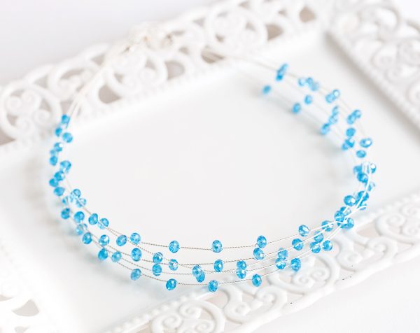 blue crystal headband wire crown.