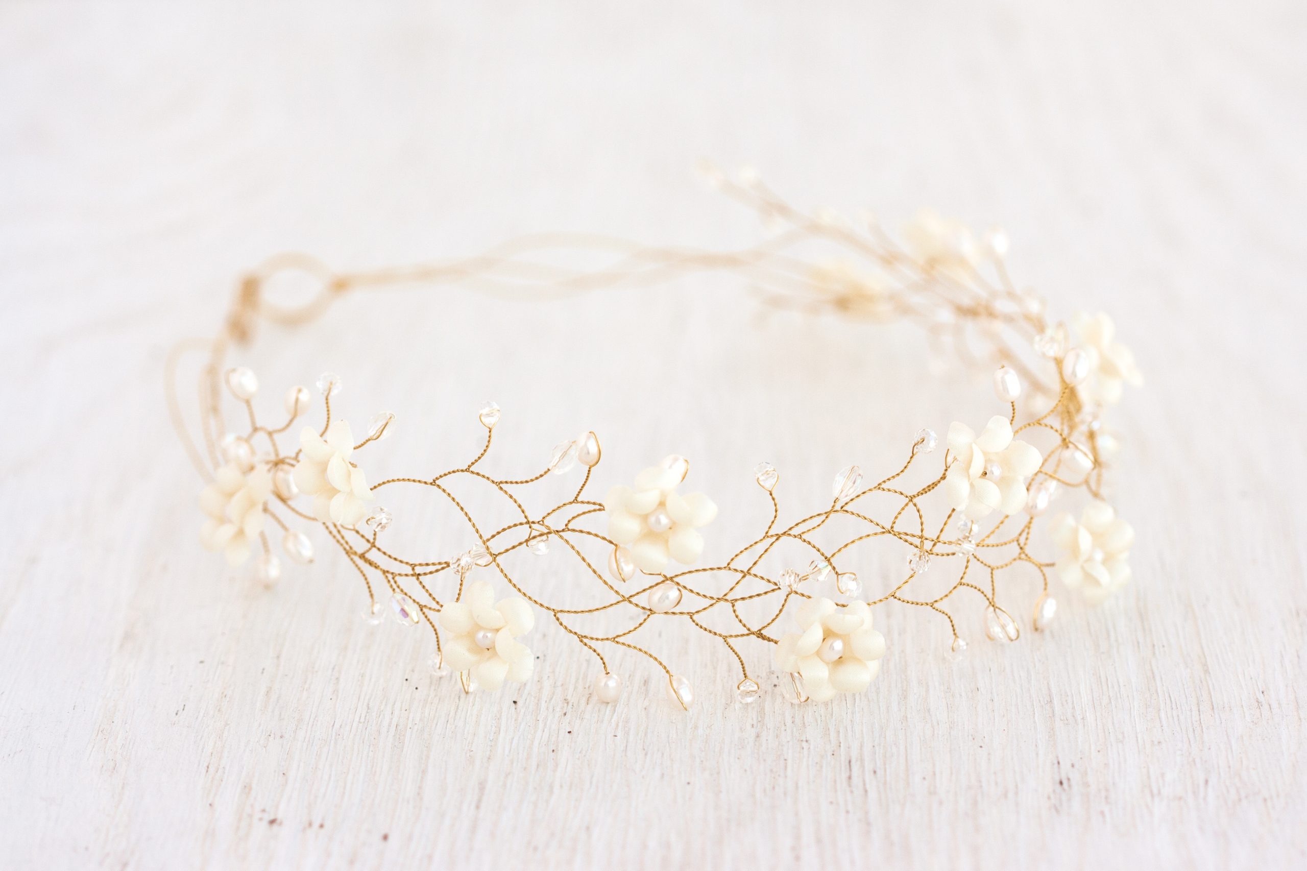 32 – Gold floral crown Ivory Flowers headbands pearls and crystals headband MG 4797 как смарт объект 2