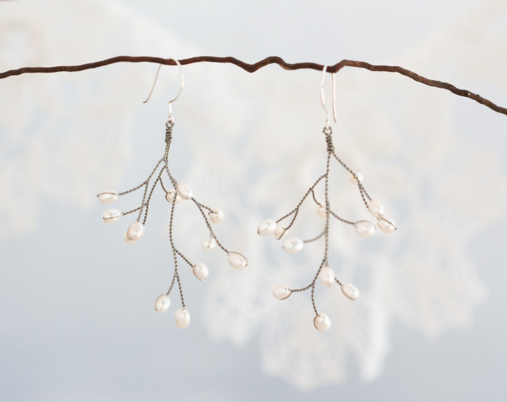 631 – Gold twigs earrings Bridal pearls branches earrings vine il fullxfull.640042096 al39